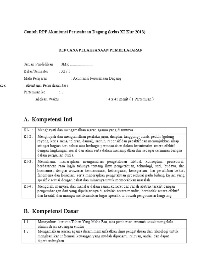 Contoh RPP Akuntansi Perusahaan Dagang | PDF | Karier & Perkembangan