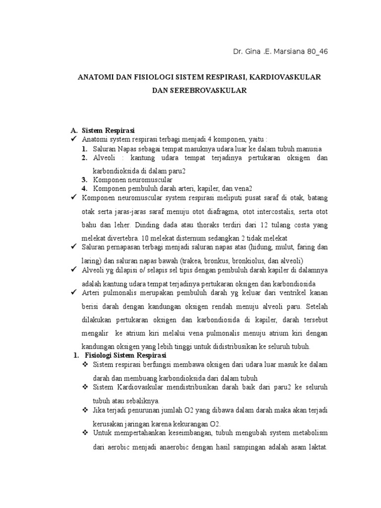 Anatomi Dan Fisiologi Sistem Respirasi, Kardiovaskular | PDF | Sains ...