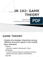 Econ 102: Game Theory: Department of Economics University of The Philippines Los Banos