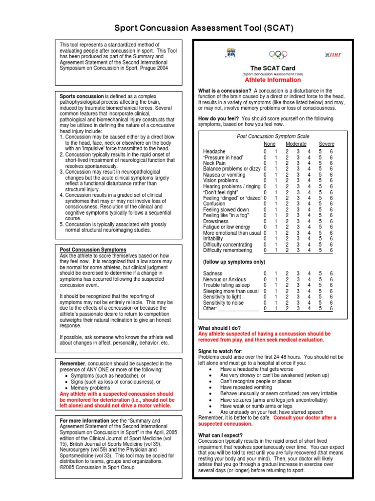 Scat PDF | PDF | Concussion | Diseases And Disorders