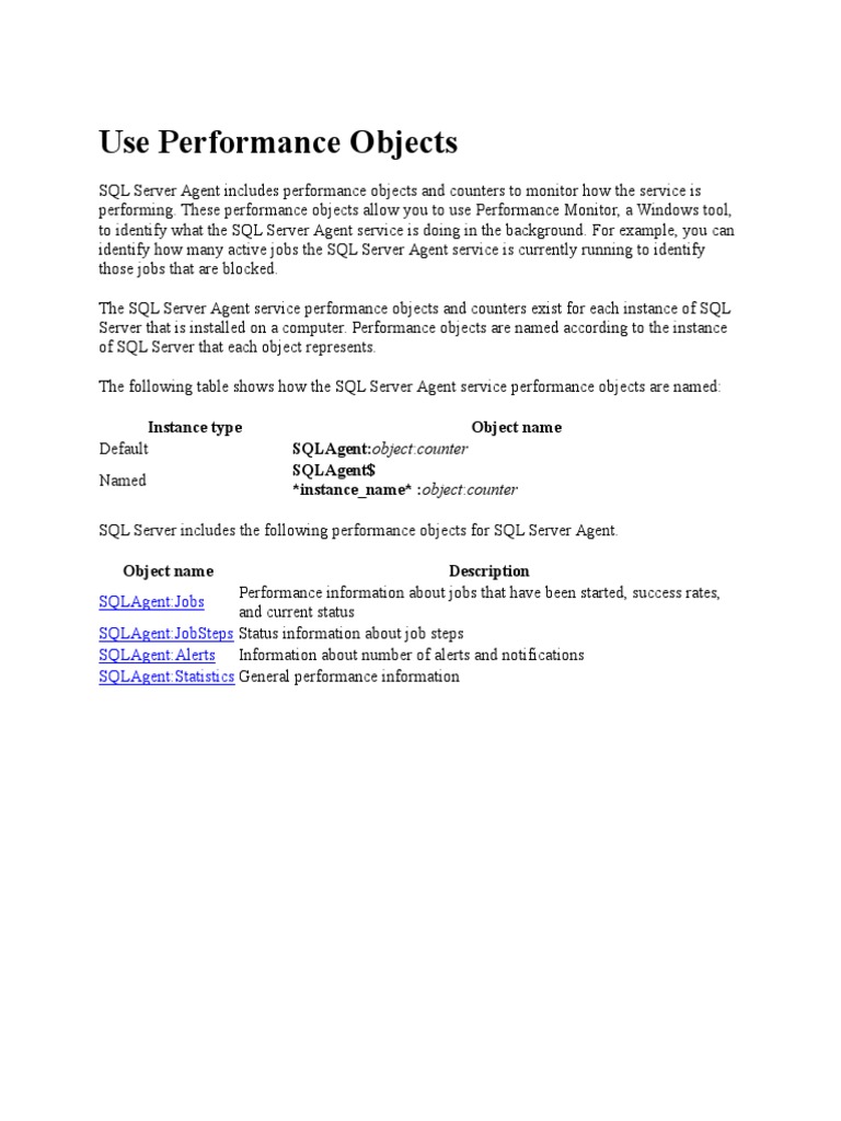 Use Performance Objects | PDF