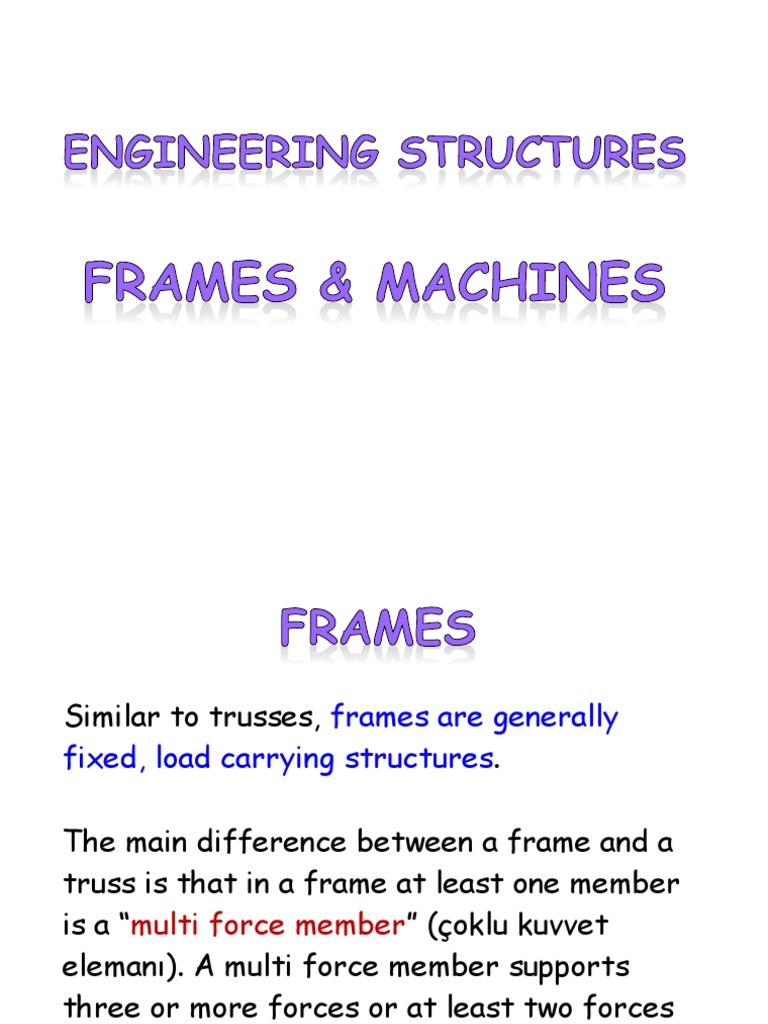 Frames and Machines in Statics | PDF | Force | Machines