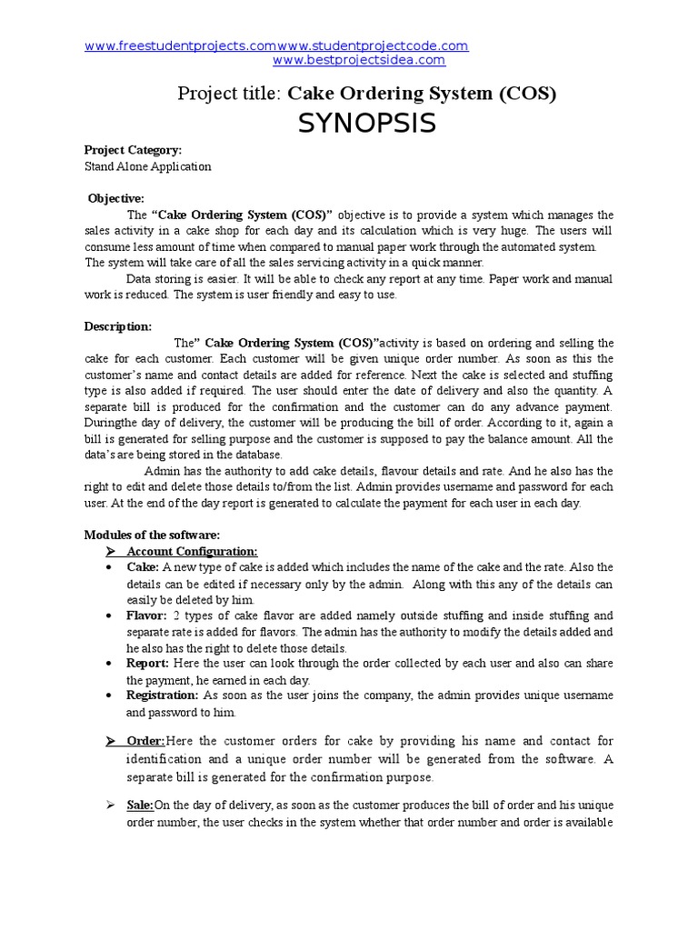 Cake Ordering System Software Overview | PDF | User (Computing ...