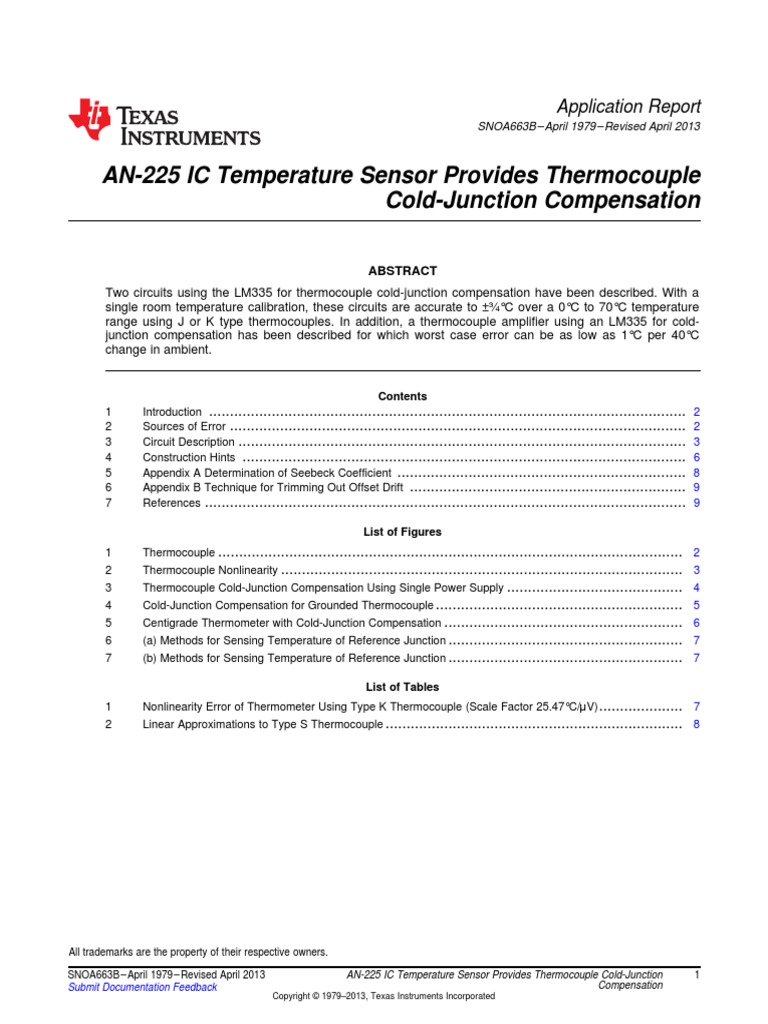 Cold Junction Compensation PDF PDF Thermocouple Resistor