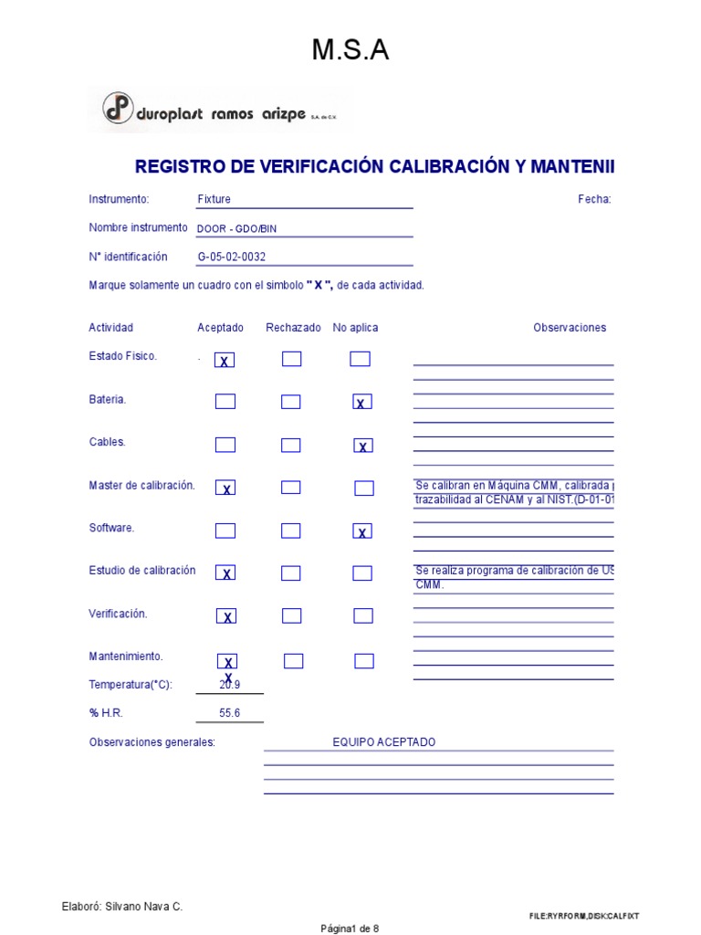 Estudio R&R de Calibración y Mantenimiento | PDF | Calibración ...