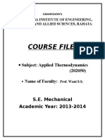 Course File: Subject: Applied Thermodynamics (202050) Name of Faculty