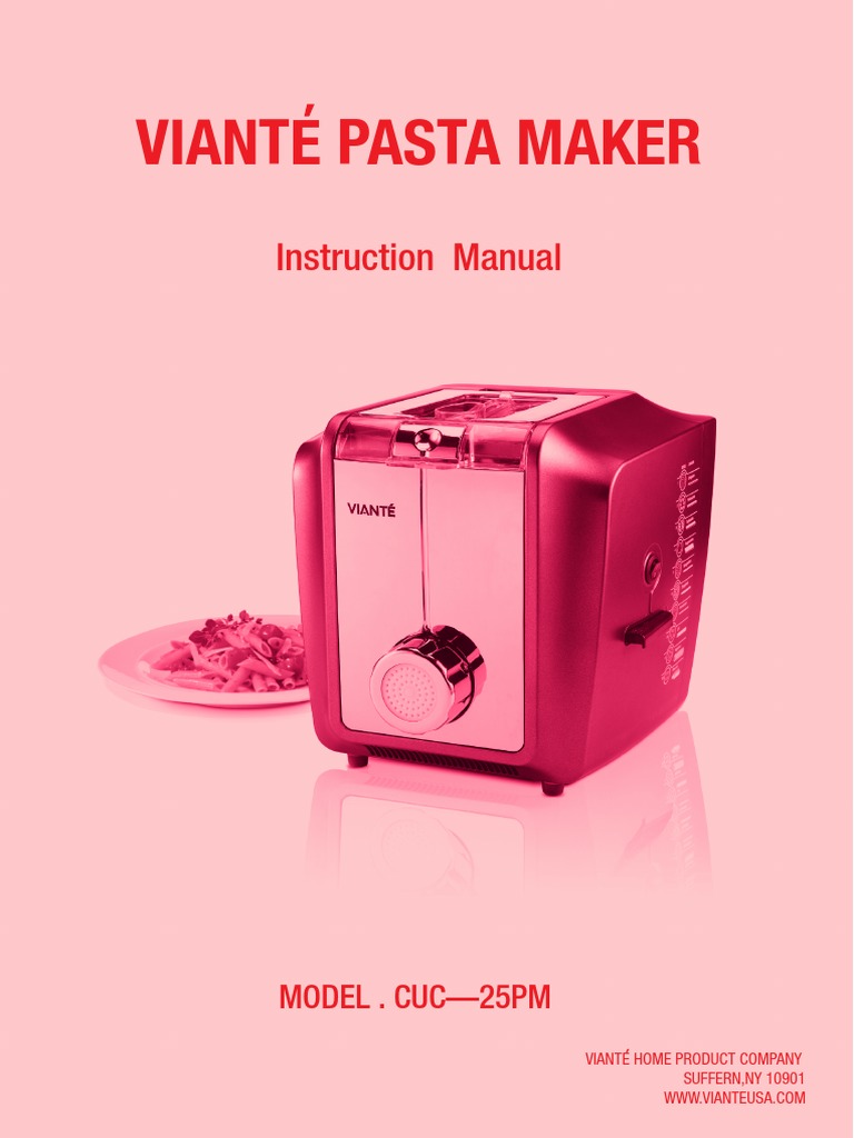 Viante Pasta Maker Manual PDF Pasta Dough