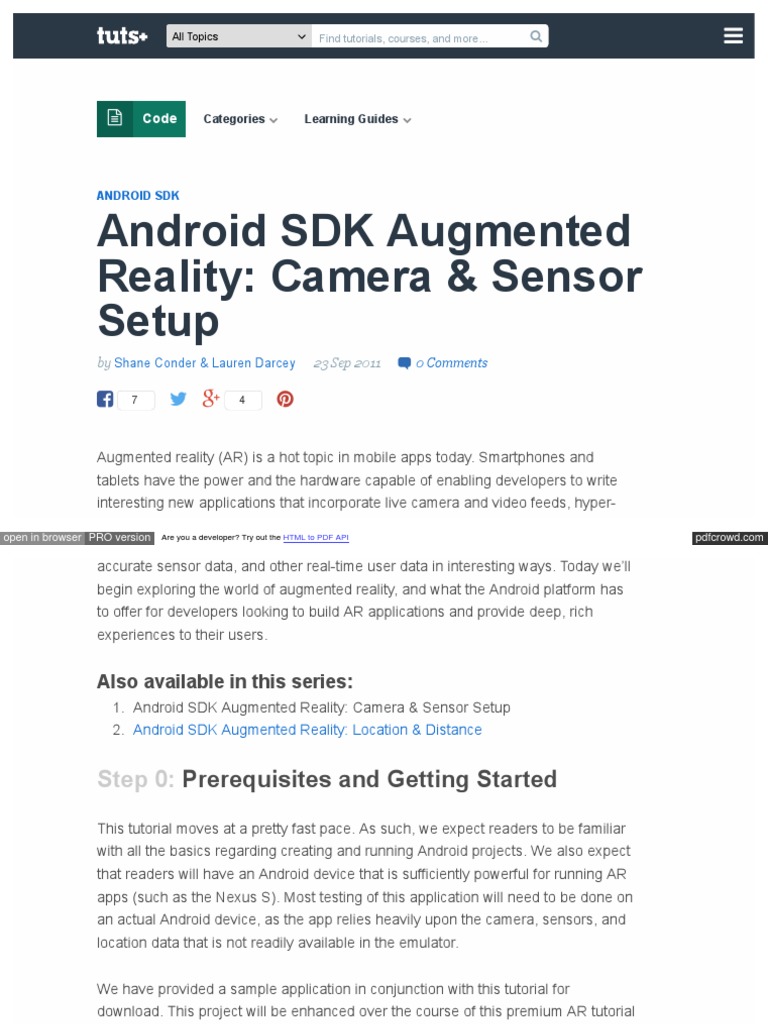 Android SDK Augmented Reality CAMERA | PDF | Augmented Reality ...
