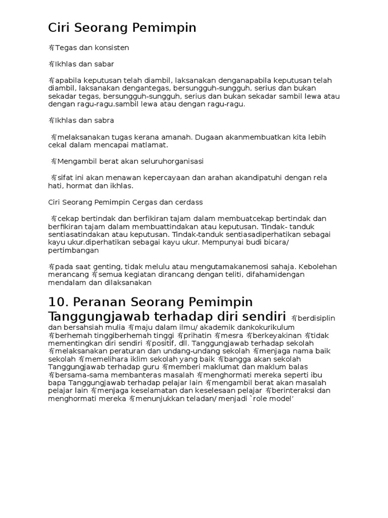 Ciri Seorang Pemimpin Pdf