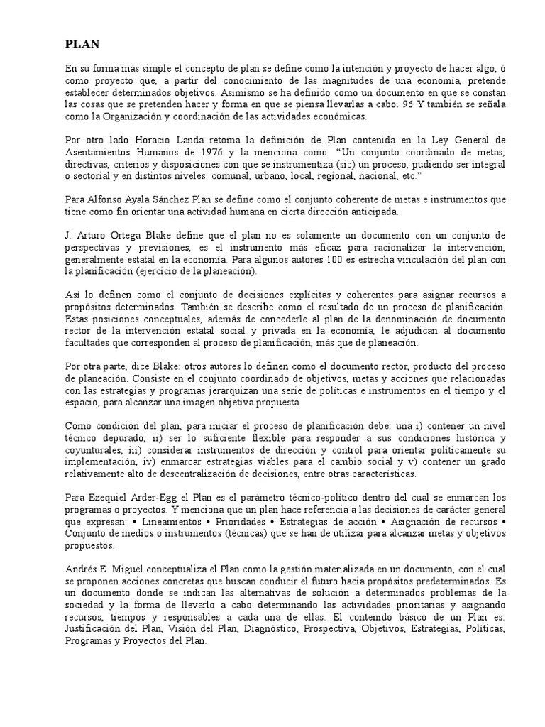 Definición y Estructura de un Plan | PDF | Planificación ...