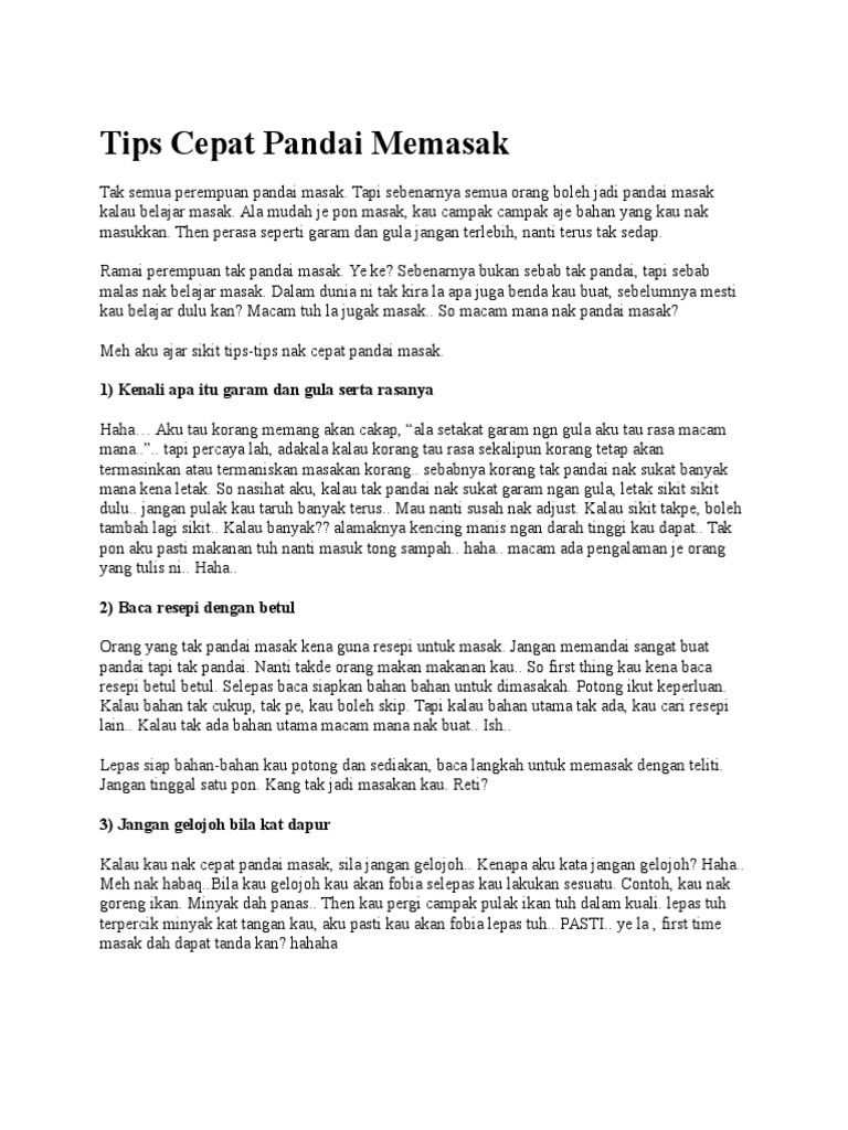 Tips Cepat Pandai Memasak Pdf