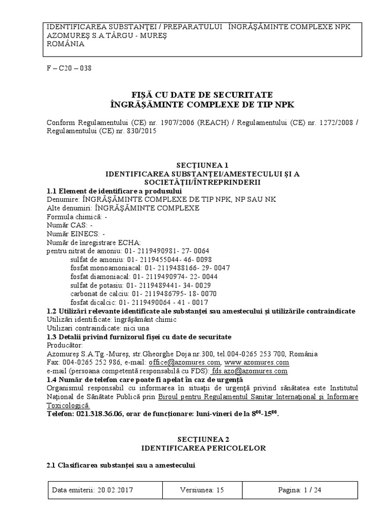 Fisa de Securitate PDF