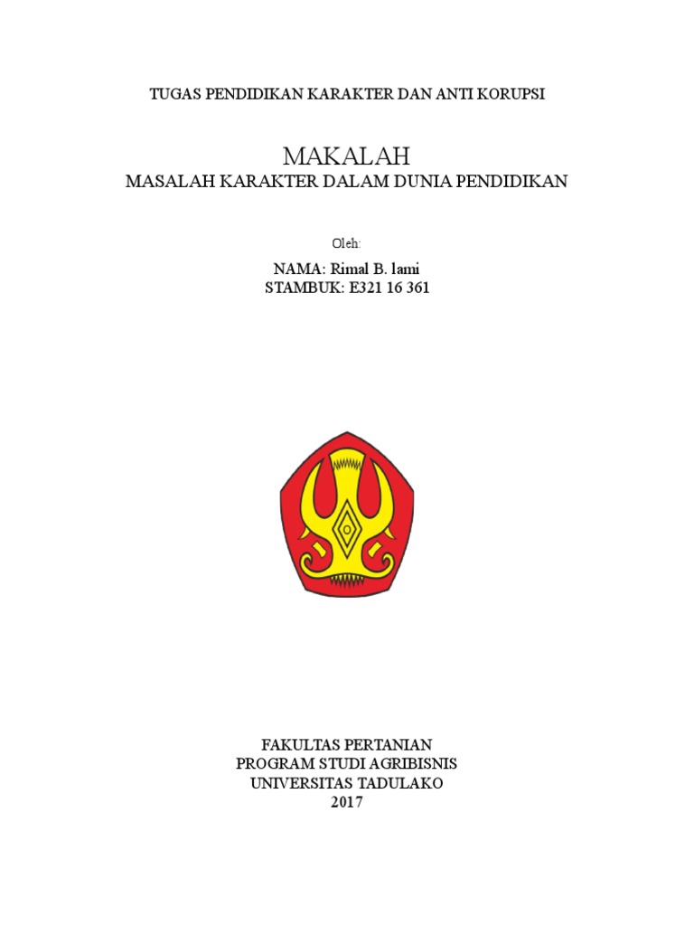 Makalah Pendidikan Karakter Dan Anti Korupsi Terkait Pendidikan