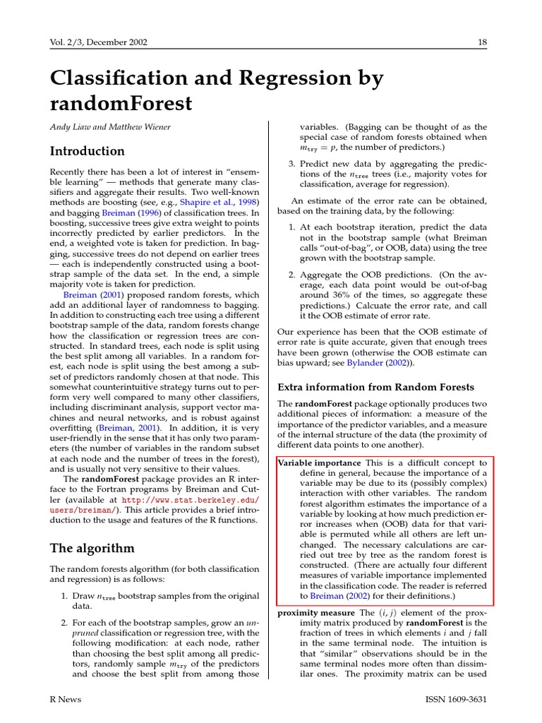 Random Forest PDF Statistical Classification Bootstrapping