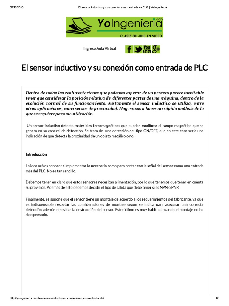 Conexión de Sensores Inductivos a PLC | PDF | Controlador lógico ...