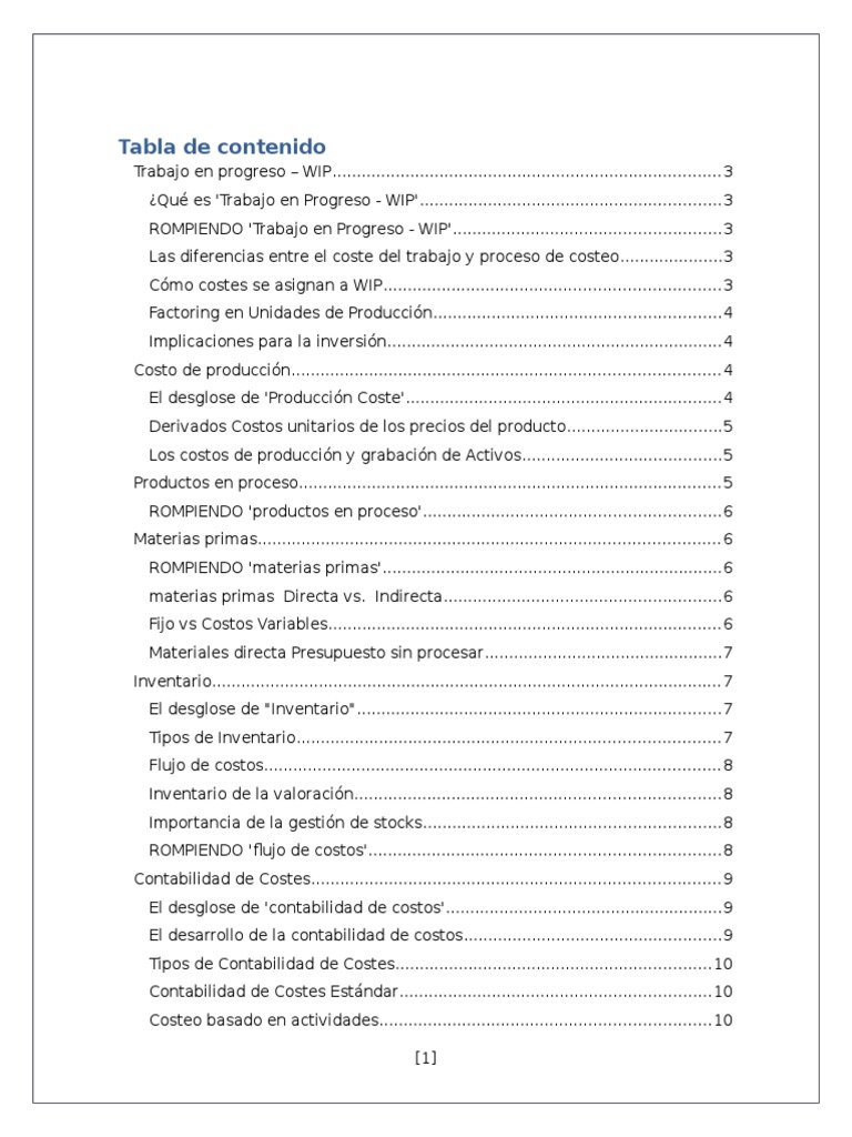 WIP (Work in Progress) | PDF | Costo | Contabilidad