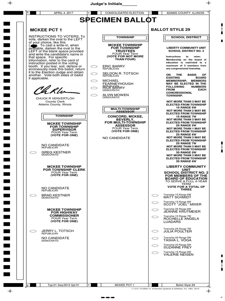 Specimen Ballot Mckee Pct 1 Voting Politics Of The United States