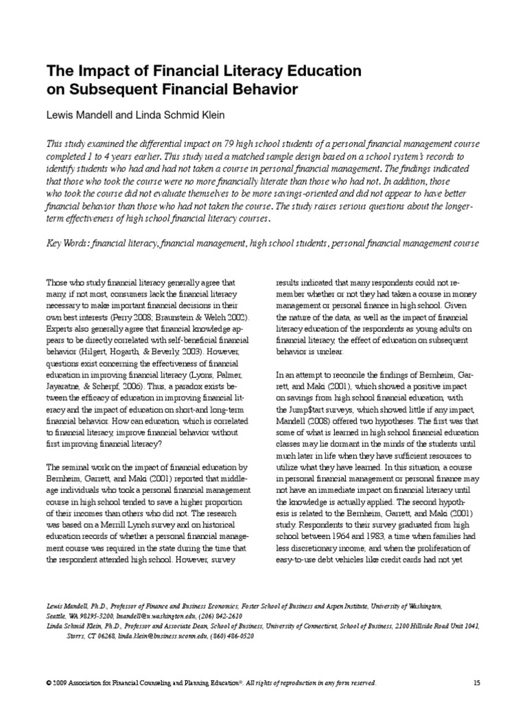 Survey on financial literacy image