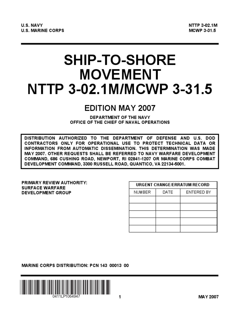 ShipToShore Movement NTTP 302.1M/MCWP 331.5 Edition May 2007 PDF Amphibious Warfare