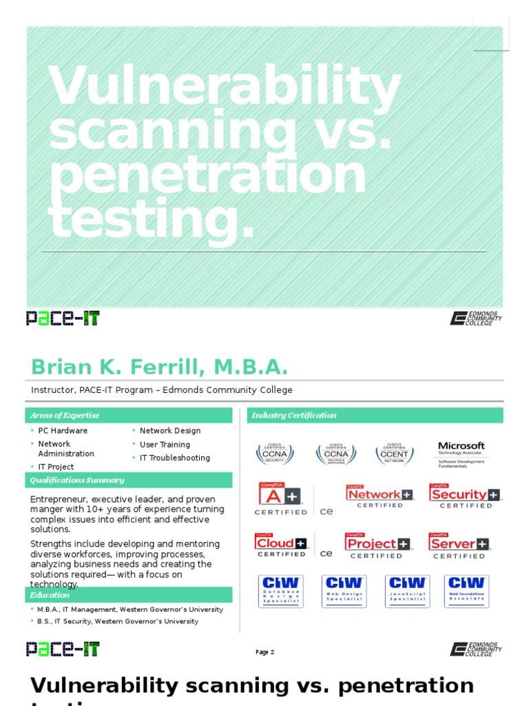 Vulnerability Scanning vs. Pen Testing | PDF | Vulnerability (Computing ...