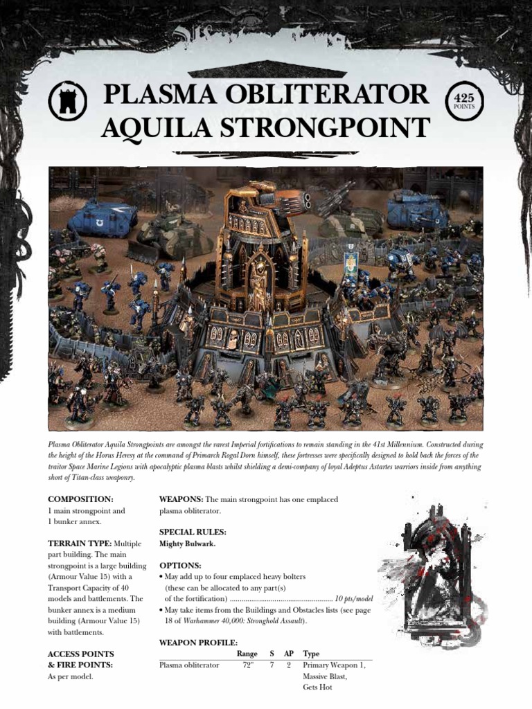 (Datasheet) Plasma Obliterator Aquila Strongpoint | PDF | Warfare ...