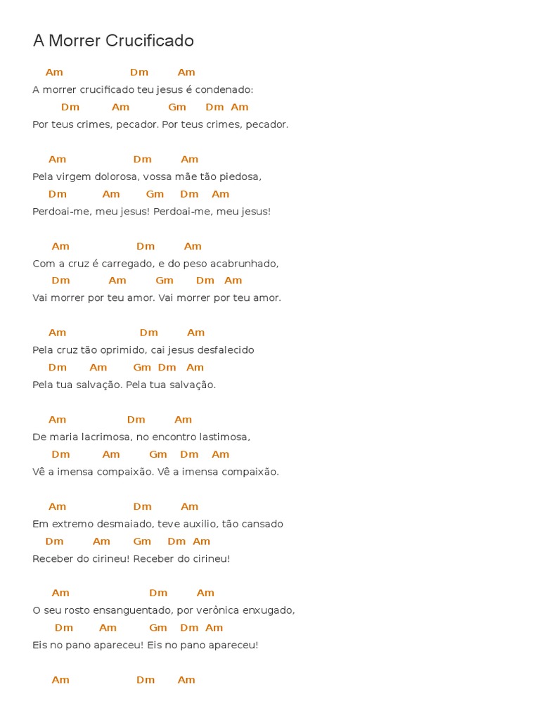 A Morrer Crucificado CIFRA | PDF | Execuções públicas | Crucificação