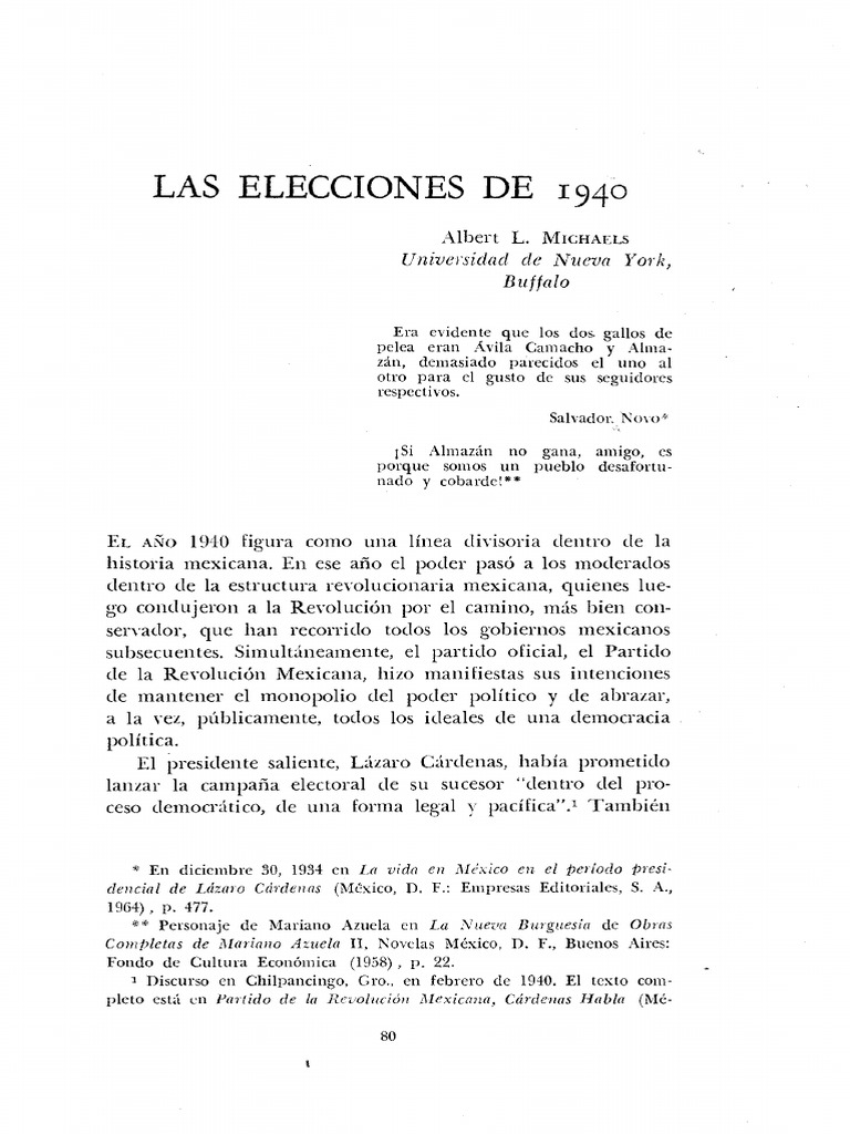 Albert L Michaels Las Elecciones de 1940 PDF PDF revolución
