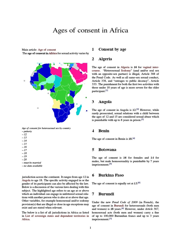 Ages of Consent in Africa PDF Sexual Emotions Interpersonal
