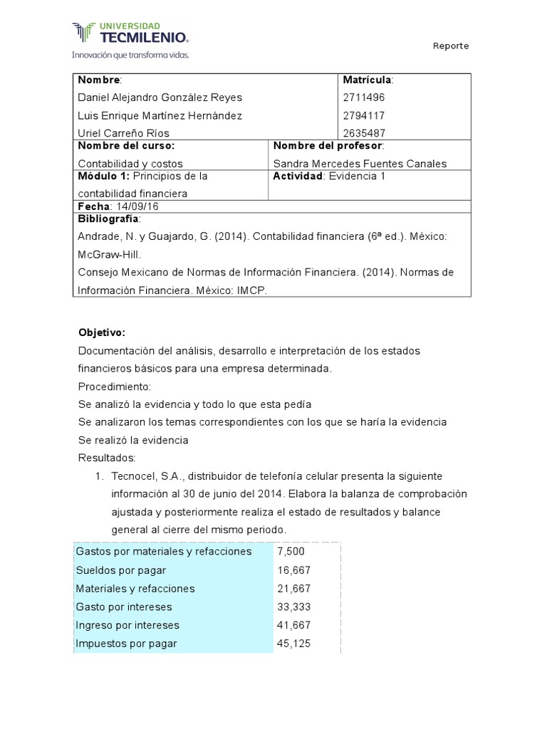 Balanza de Comprobación y Análisis Financiero | PDF | Ratio financiero ...