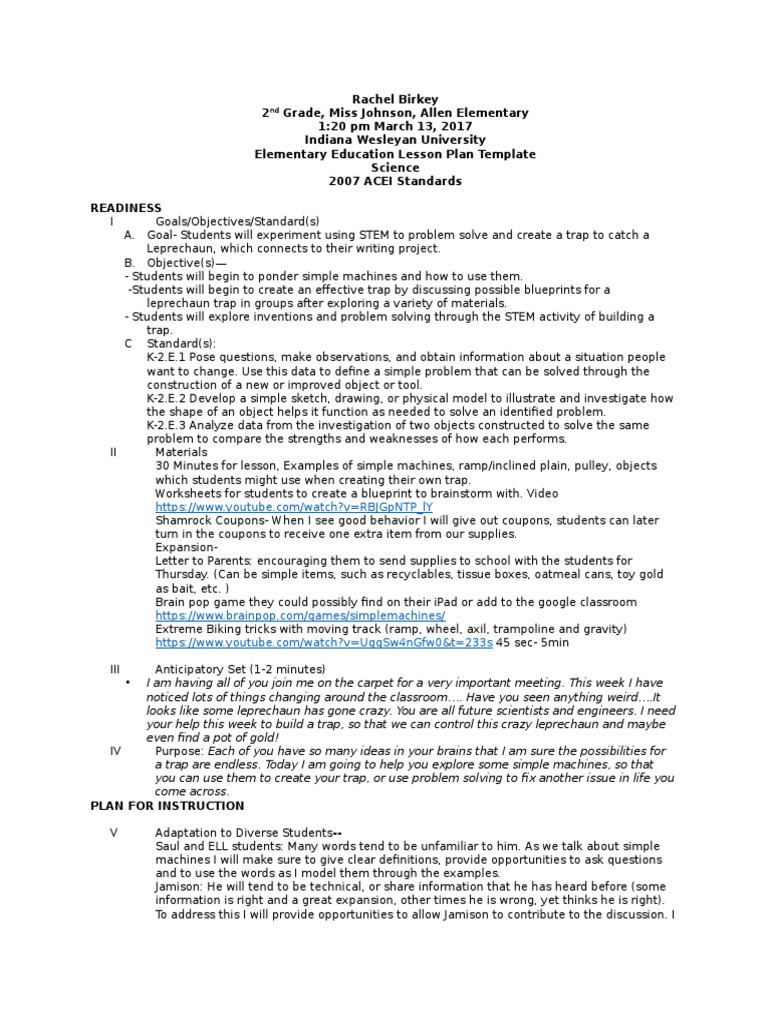 Edu 356 Science Lesson Stem | PDF | Educational Assessment | Cognition