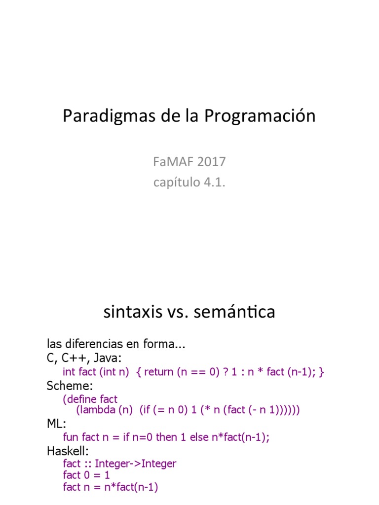 Sintaxis Lenguajes de Programación Compilador Lenguaje de programación