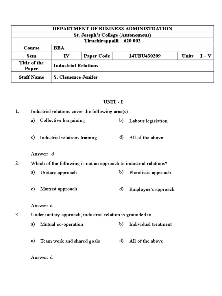 Industrial Relations Pdf International Labour Organization Strike