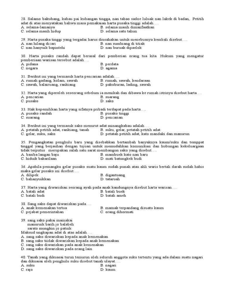 Soal Kelas 6 Bam