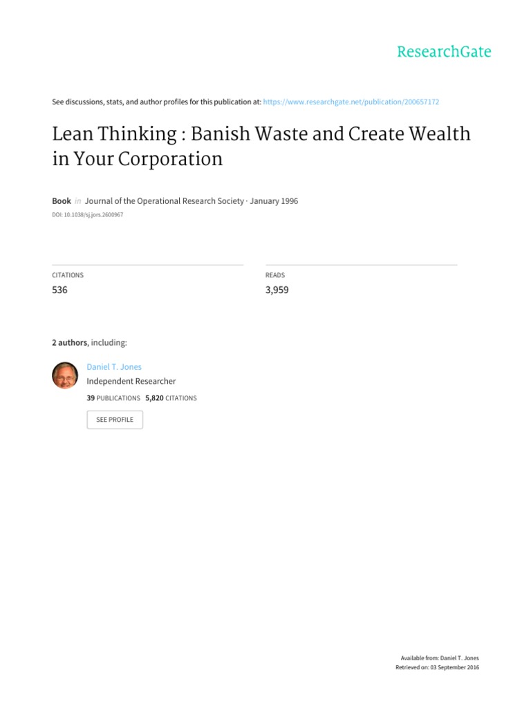 Lean Thinking Banish Waste And Create Wealth In Yo Lean - 