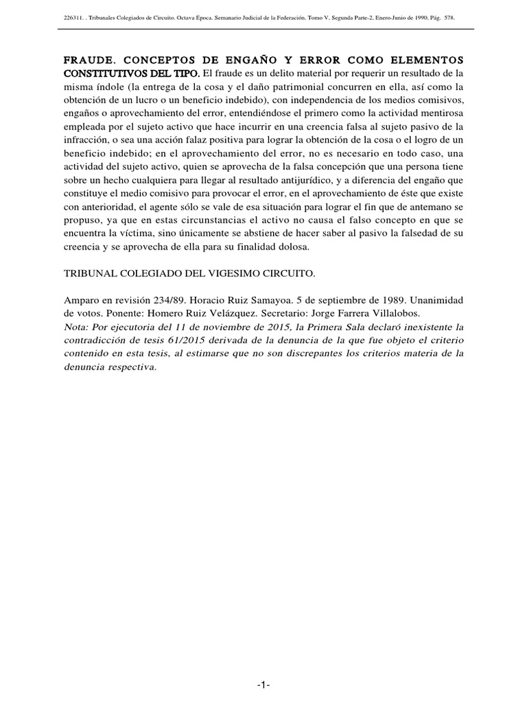 Fraude. Conceptos de Engaño y Error Como Elementos | PDF