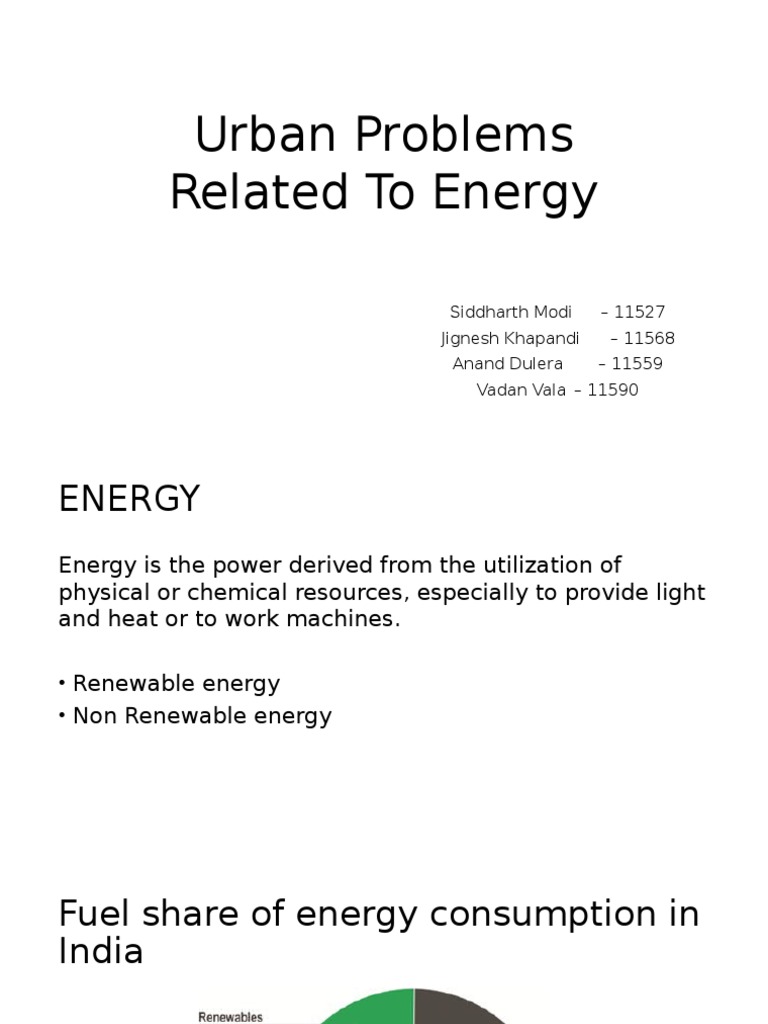 essay on urban problems related to energy