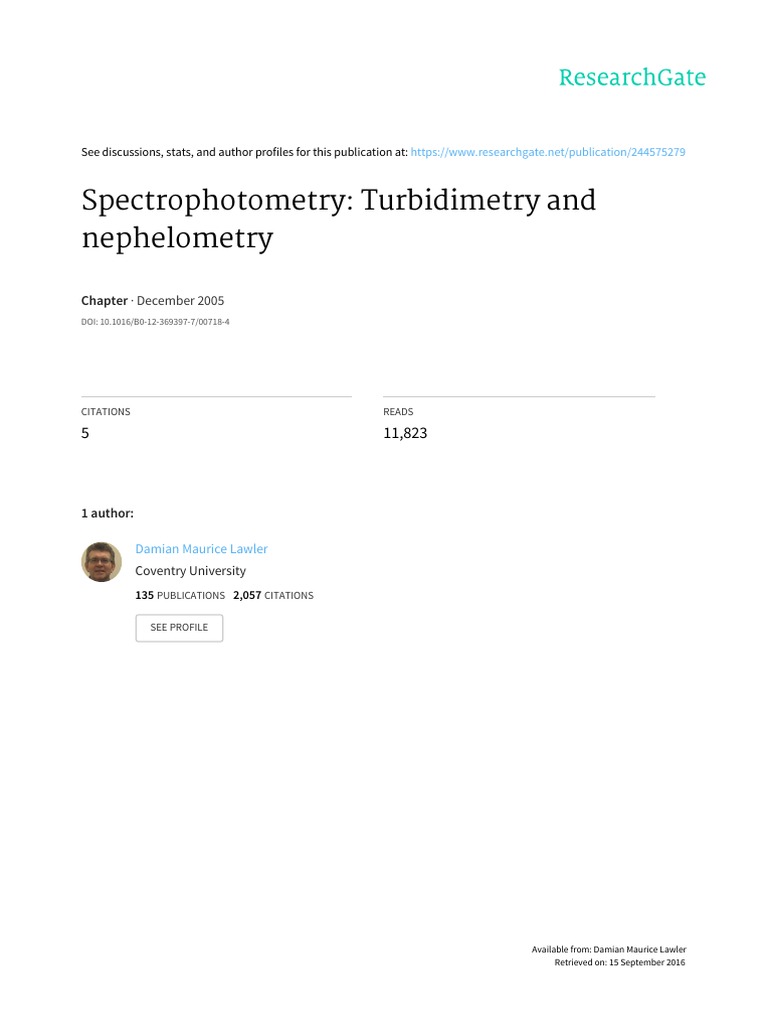 Turbidimetry Encyclopedia Full Article PDF Scattering Light