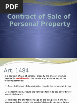 Contract of Sale of Personal Property