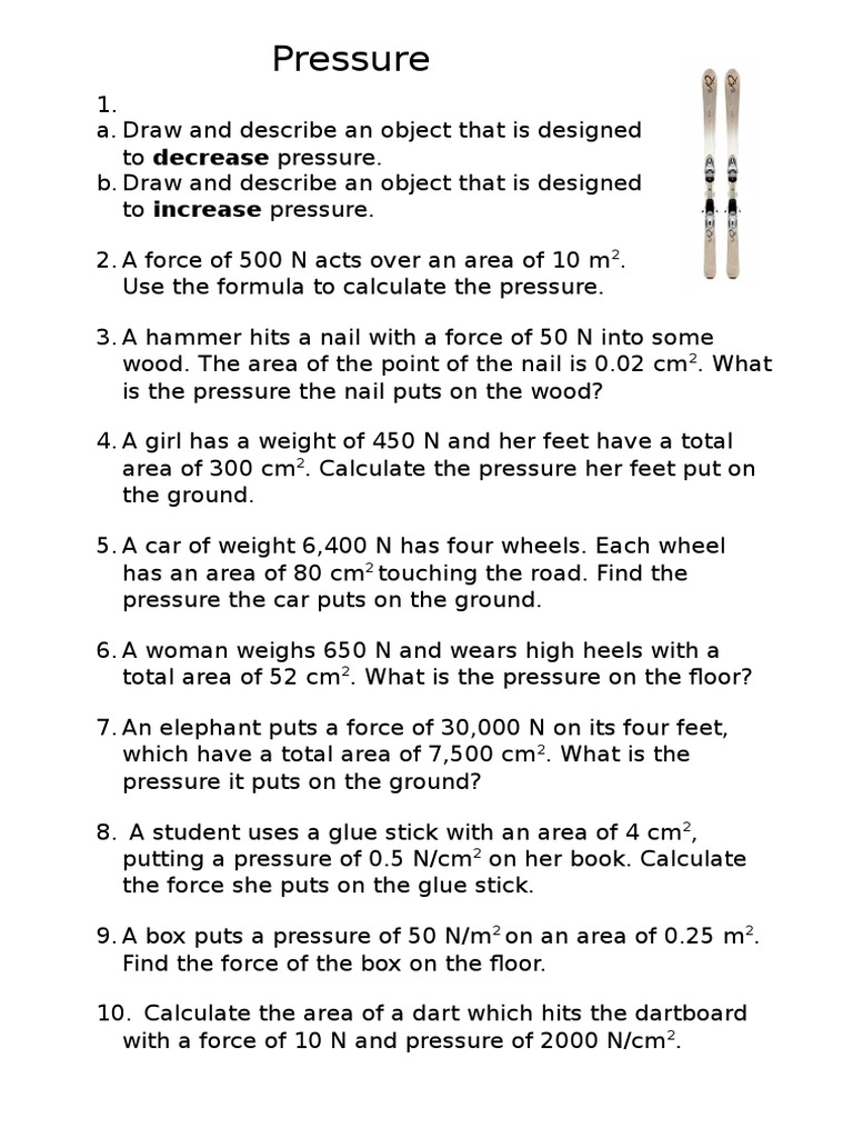 ks3 pressure worksheet pdf sports nature