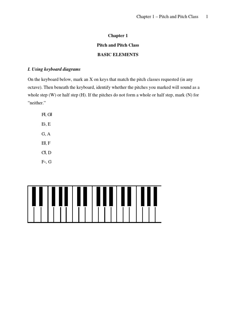 I. Using Keyboard Diagrams Pitch and Pitch Class Basic Elements PDF