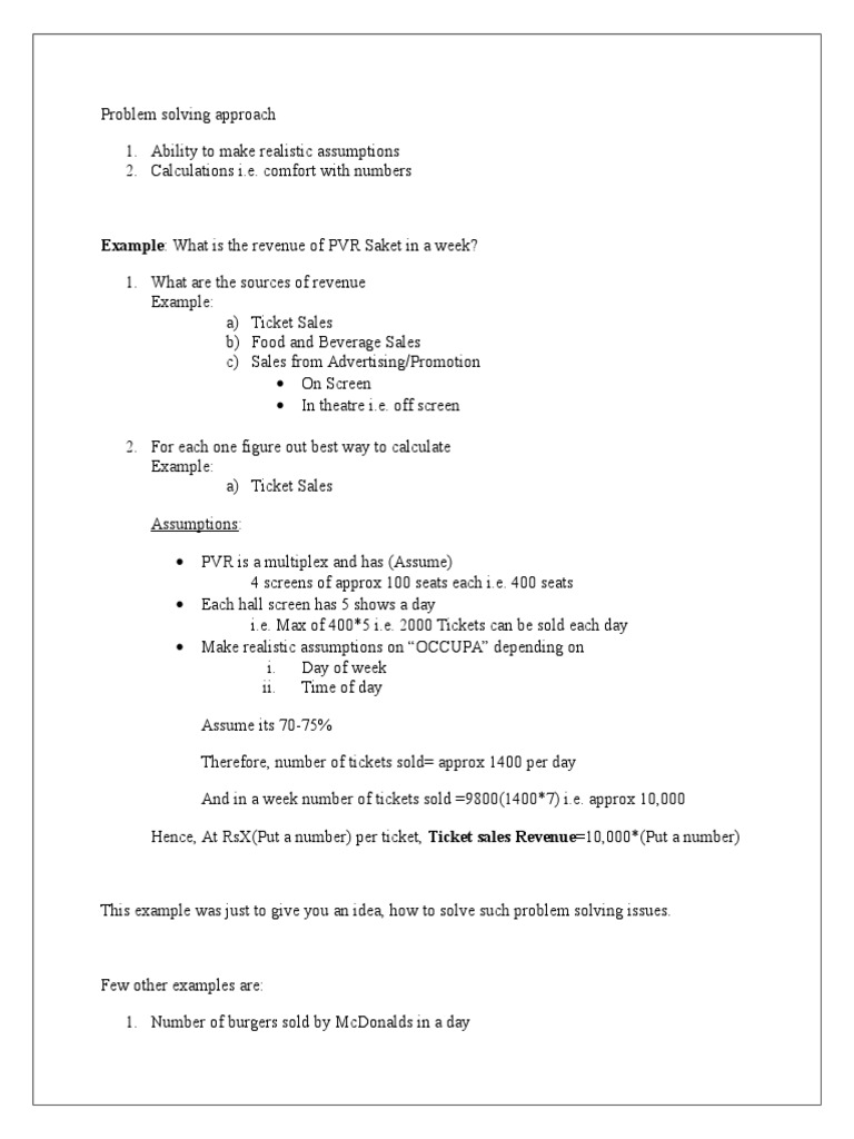 Example: What Is The Revenue of PVR Saket in A Week? | PDF