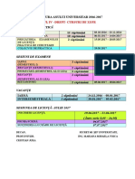 Structura Anului Universitar 2016-2017