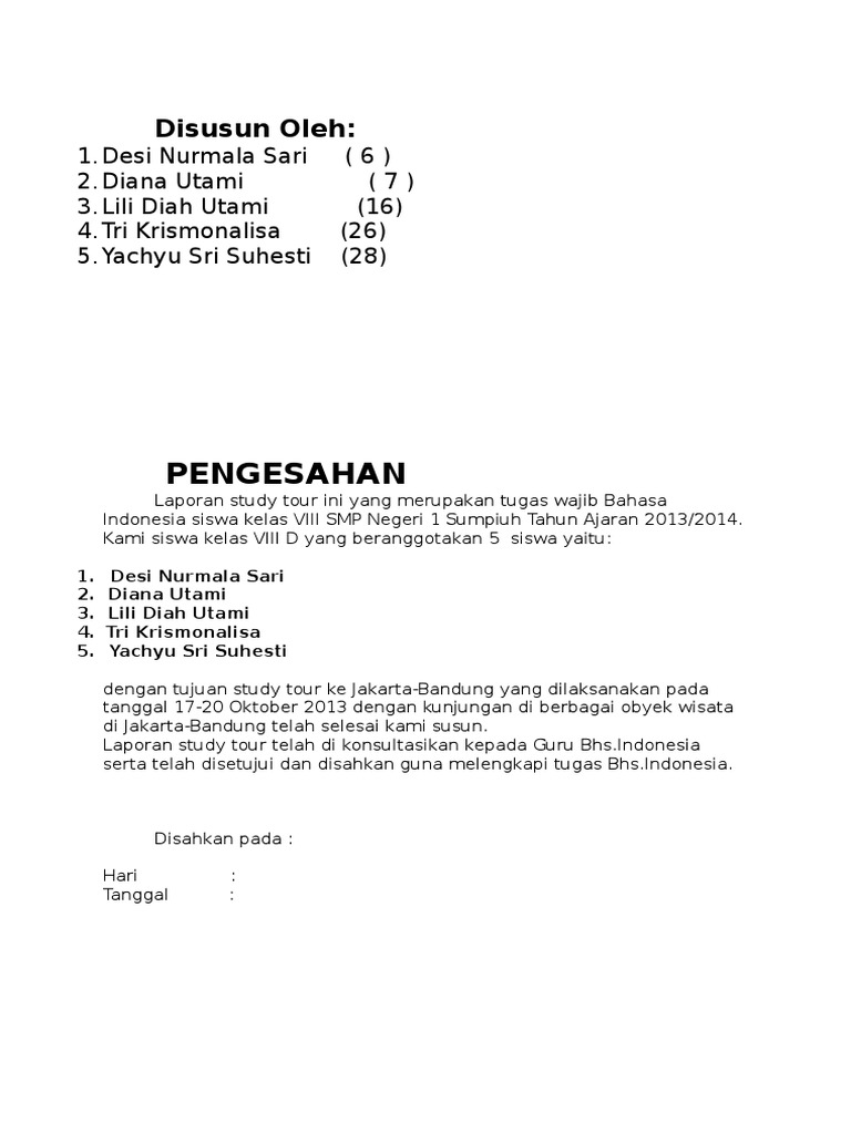 Contoh Daftar Pustaka Laporan Study Tour Jakarta Bandung Seputar Laporan