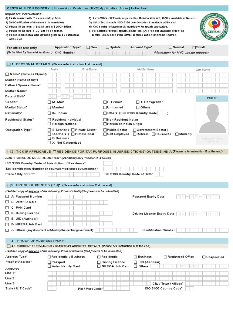 KYC Application Form for Individuals | PDF | Identity Document | Access ...