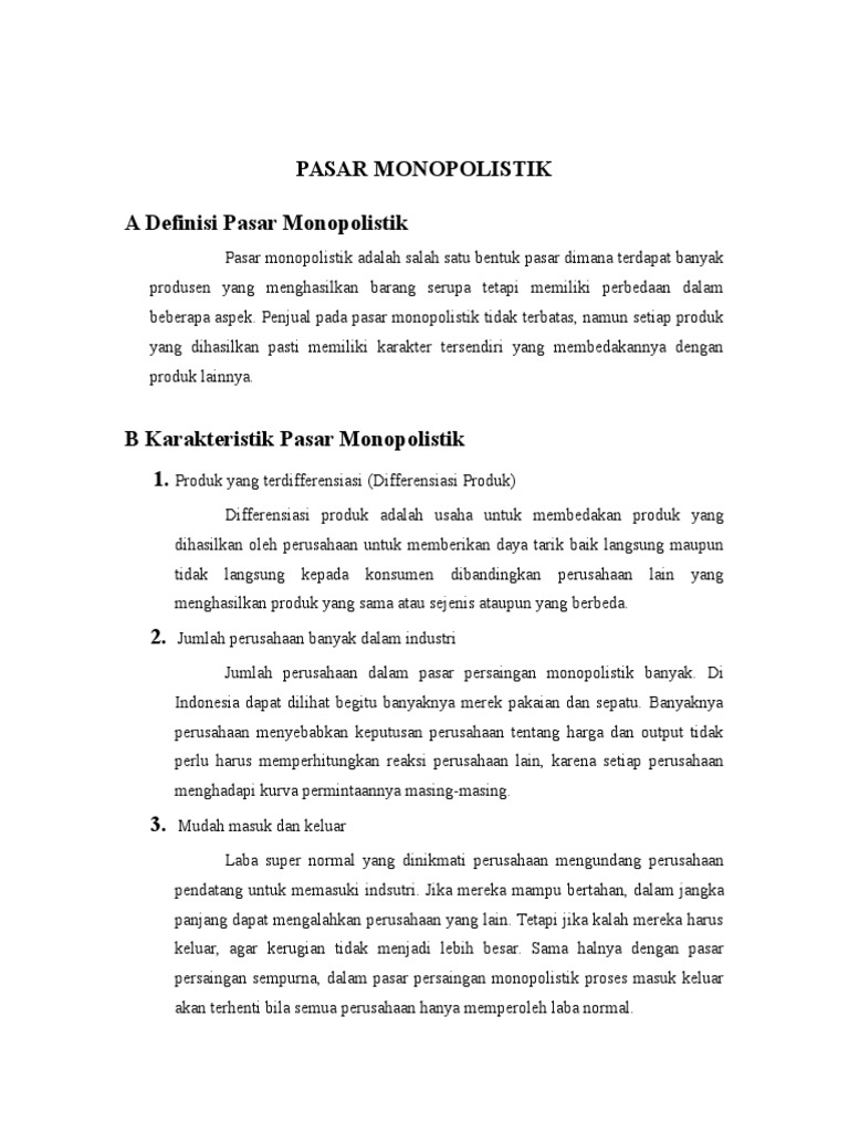 Pasar Persaingan Sempurna Pasar Produksi Dan Kompetisi Pdf