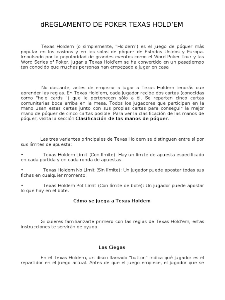 Texas poker holdem