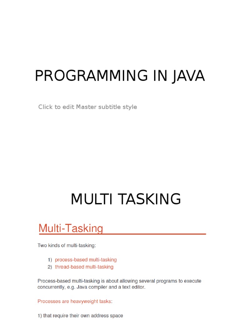 Programming in Java: Click To Edit Master Subtitle Style | PDF