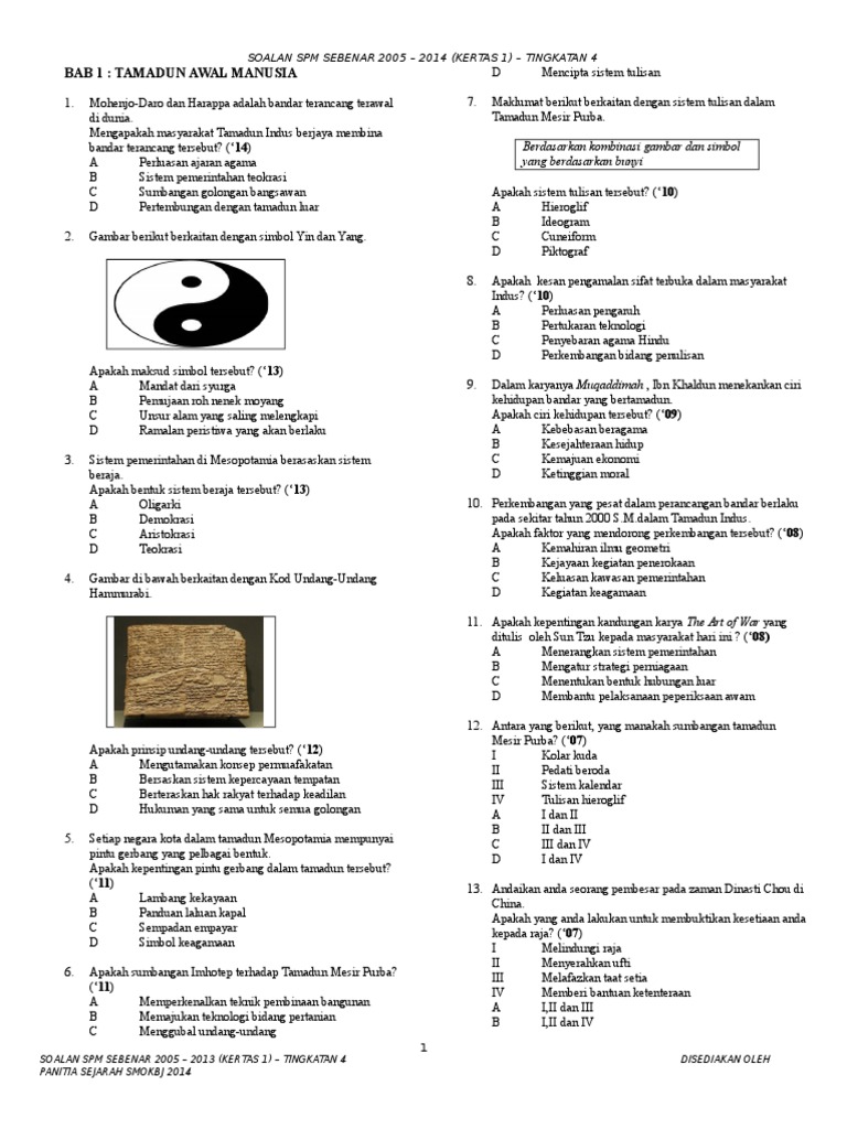 Soalan Sebenar Spm K1 Tg 4 Terkini Pdf