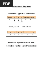 Selection of Registers: Recall The R-Type MIPS Instructions