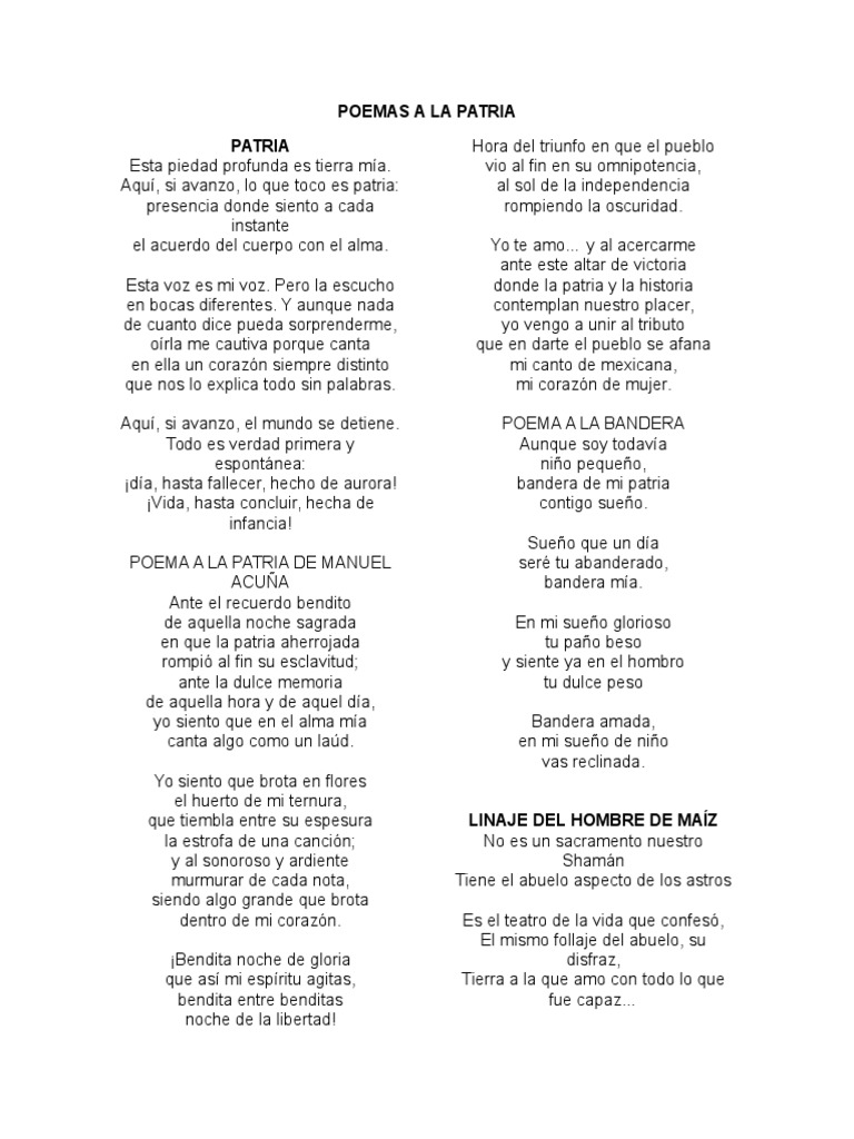 Poemas A La Patria | PDF | Amor | Religión y creencia
